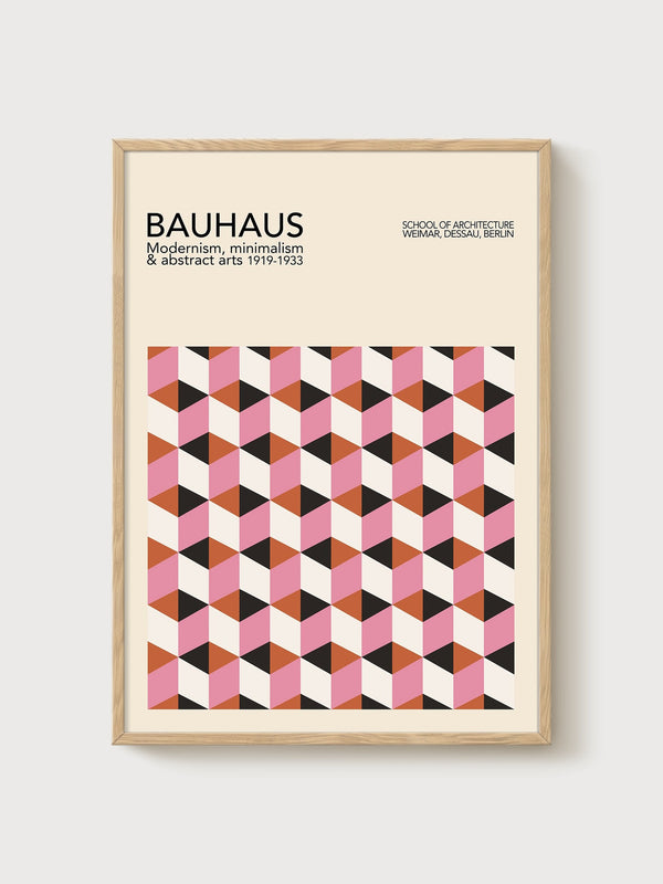 Bauhaus Print poster in oak frame