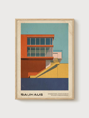 Bauhaus Print poster in oak frame