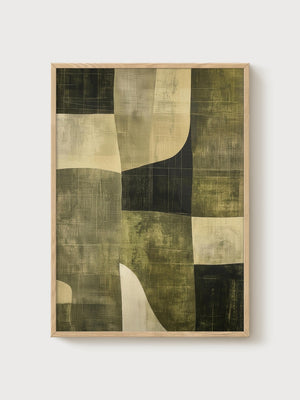 Mid Century Modern Print poster in oak frame