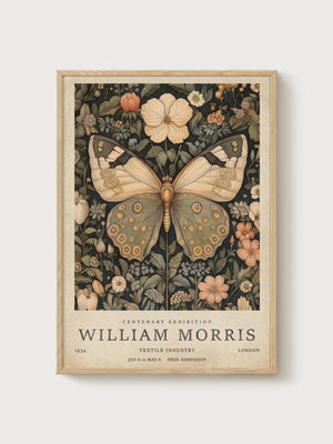 William Morris Print poster in oak frame