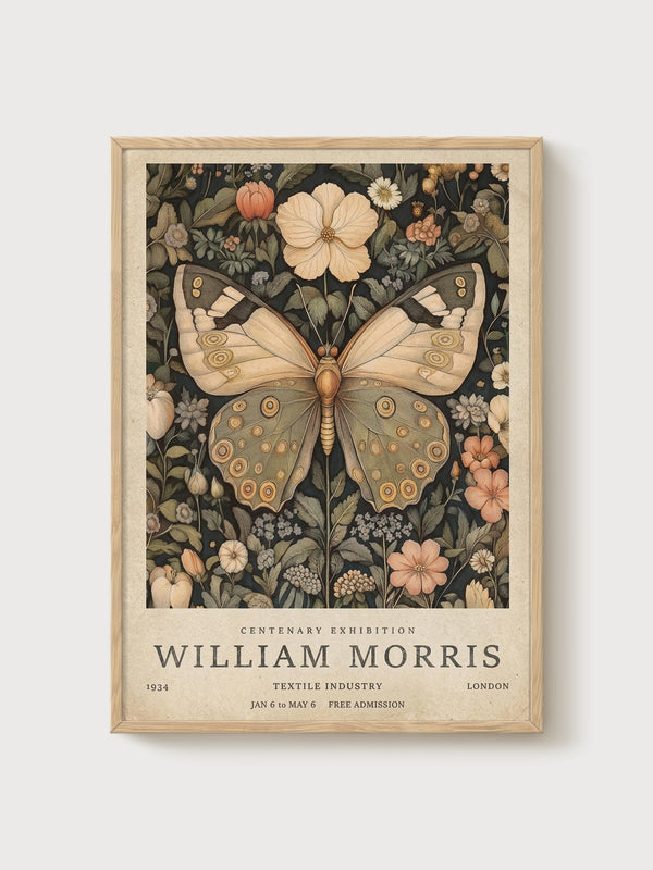 William Morris Print poster in oak frame