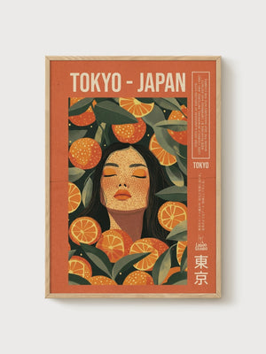 Tokyo Poster poster in oak frame