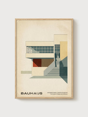 Bauhaus Print poster in oak frame