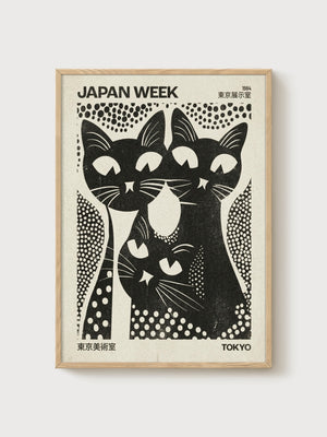 Japan Week 1984 Print poster in oak frame