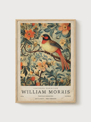 William Morris Print poster in oak frame