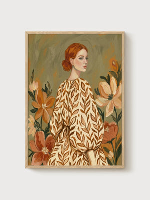 Art Nouveau Print poster in oak frame