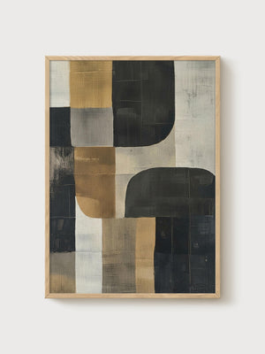 Mid Century Modern Print poster in oak frame