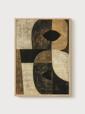 Mid Century Modern Wall Art poster in oak frame