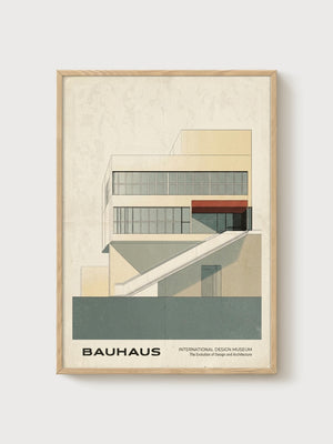 Bauhaus Print poster in oak frame