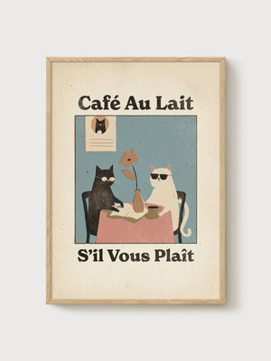 Vintage French Cafe Poster poster in oak frame