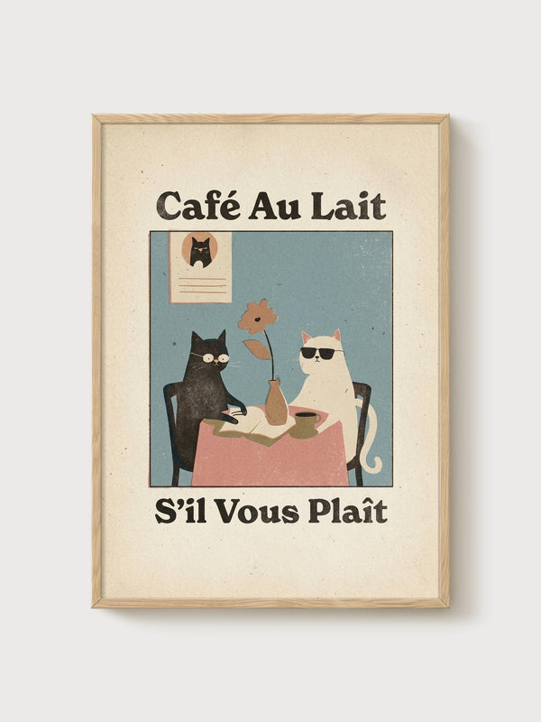 Vintage French Cafe Poster poster in oak frame