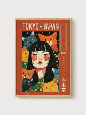 Tokyo Poster poster in oak frame