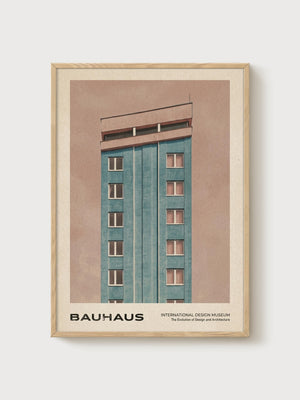 Bauhaus Print poster in oak frame