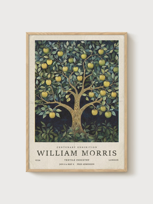 William Morris Print poster in oak frame