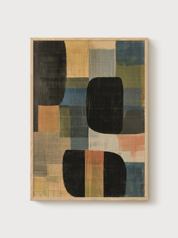 Mid Century Modern Wall Art poster in oak frame
