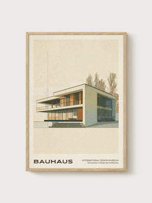 Bauhaus Print poster in oak frame