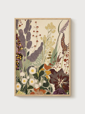 Modern Botanical Print poster in oak frame