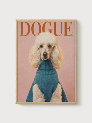 Poodle Print poster in oak frame