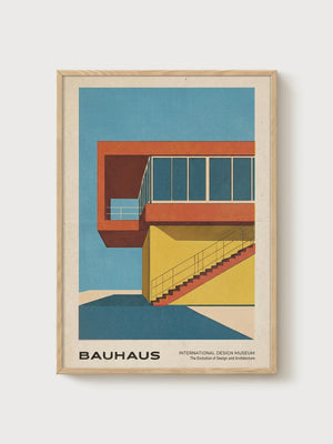 Bauhaus Print poster in oak frame