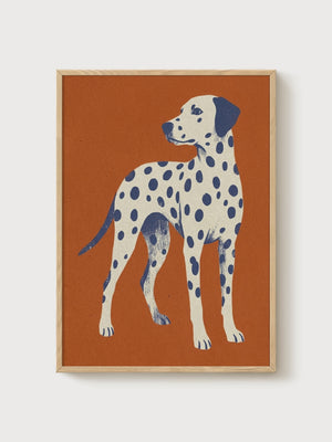 Mid Century Modern Dalmatian Print poster in oak frame