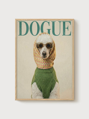 Vintage Dogue Poodle Print poster in oak frame