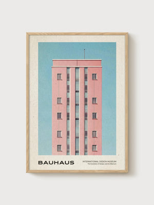 Bauhaus Print poster in oak frame