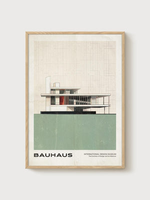 Bauhaus Print poster in oak frame