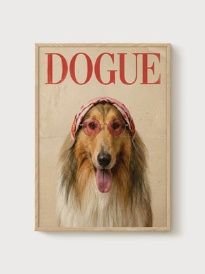 Vintage Collie Print poster in oak frame