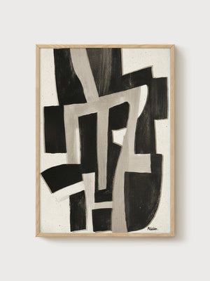 Mid Century Modern Wall Art poster in oak frame