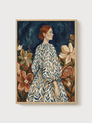 Art Nouveau Print poster in oak frame