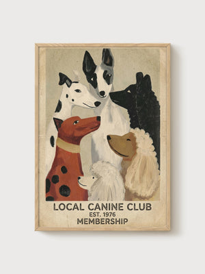 Dog Wall Art poster in oak frame