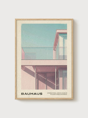 Bauhaus Print poster in oak frame