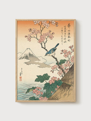 Japanese Wall Art poster in oak frame