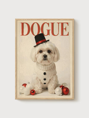 Dogue Maltese Print poster in oak frame