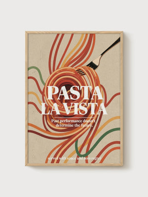 Pasta La Vista Retro Poster poster in oak frame