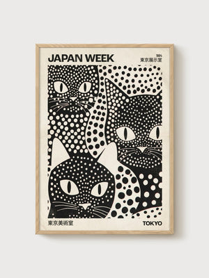 Yayoi Kusama Print poster in oak frame