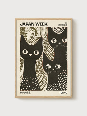Japan Week Poster poster in oak frame