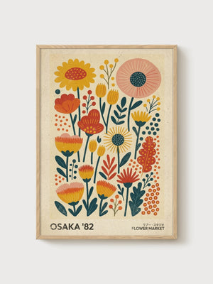 Vintage Mid Century Modern Poster poster in oak frame
