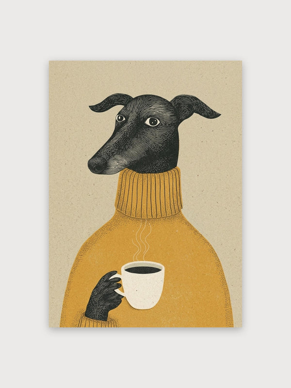 Greyhound Coffee Print - Digital Download