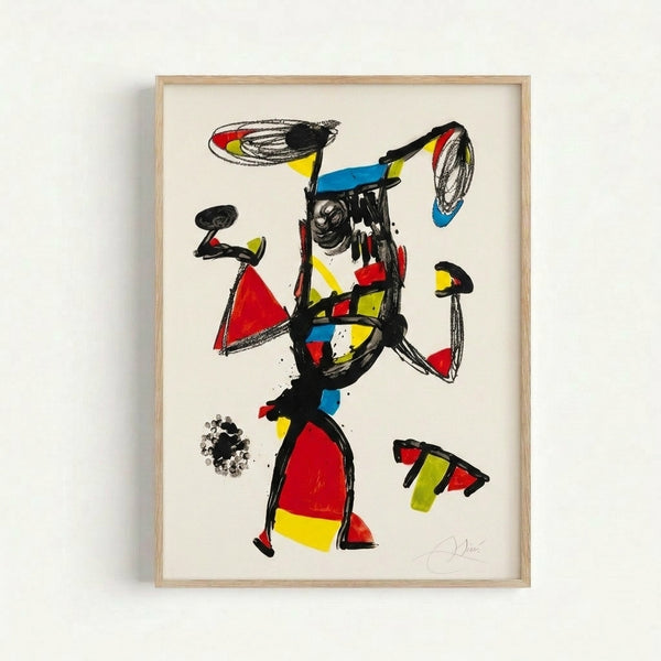 Modernist poster with dynamic abstract composition inspired by Majorette subject matter, rendered in characteristic Cubist style with bright color palette.