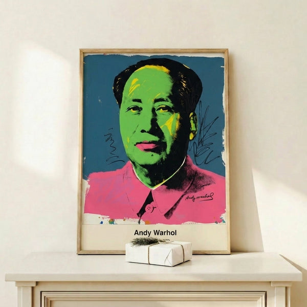 Striking framed art print with hot pink and lime green portrait in pop art style, modern wall decoration with iconic silkscreen-inspired bold colors.