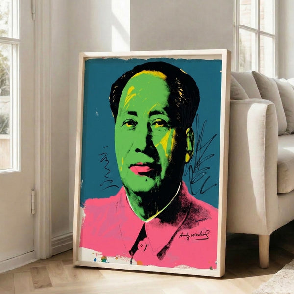 Vibrant contemporary art print of a political figure's portrait rendered in saturated pop art colors and bold graphic forms.