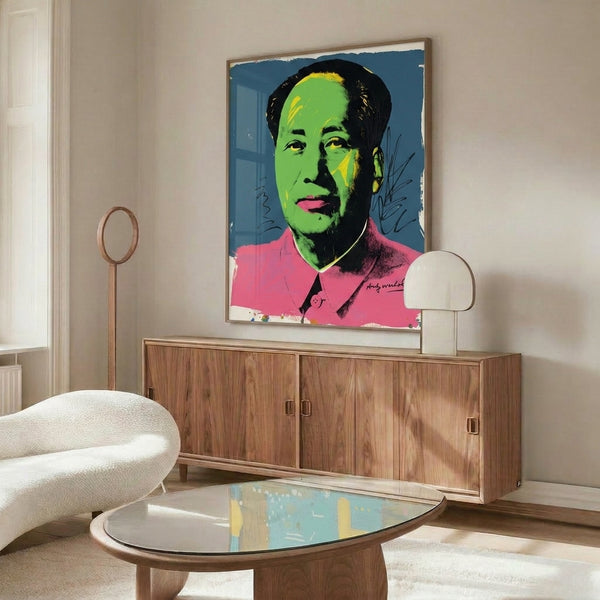 Colorful halftone portrait print with layered translucent tones creating a dynamic, modern pop art composition.