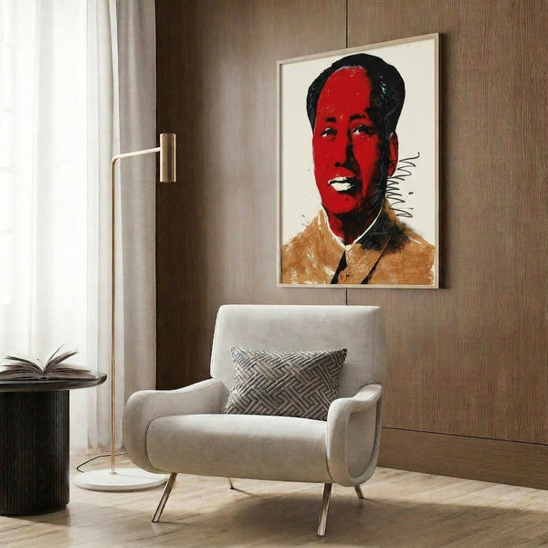 Contemporary pop art print of Mao with vibrant color palette and bold graphic portrait style.