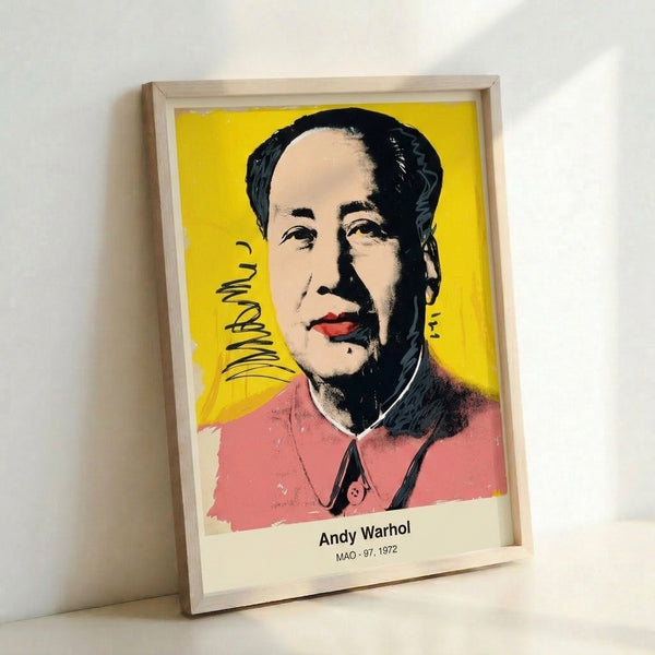Framed modern portrait artwork featuring vivid magenta and yellow colorway on dark ground, exemplifying bold pop art aesthetic and subversive glamour.