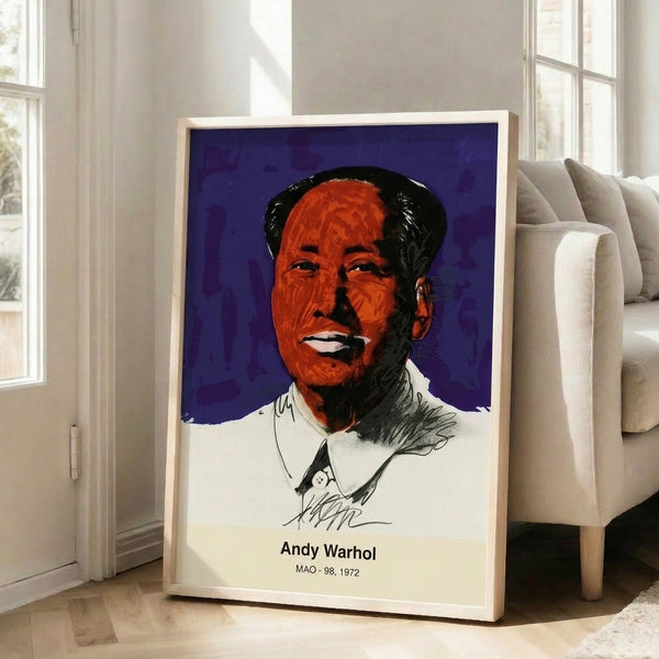 Pop art wall print rendered in vivid electric blue and bright pink tones with a bold, graphic approach to portraiture and contemporary aesthetic.