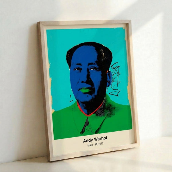 Bauhaus-influenced pop art print displaying high-contrast portrait with electric color blocking in red, turquoise, and yellow tones.