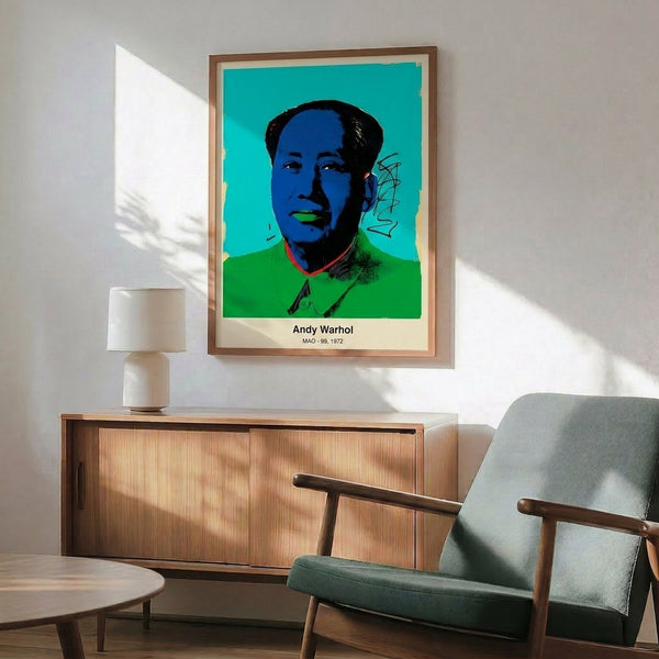 High-impact pop art portrait rendered in contrasting bold hues including hot pink, gold, and bright turquoise on black, modern poster format.