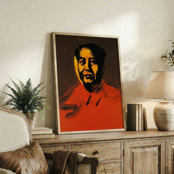 Contemporary graphic portrait in pop art style with a bold color scheme, presented as a gallery wall piece.