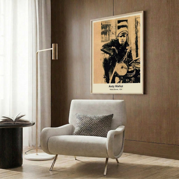 Contemporary pop art framed poster featuring a striking male portrait in vivid primary colors with minimalist black line work.
